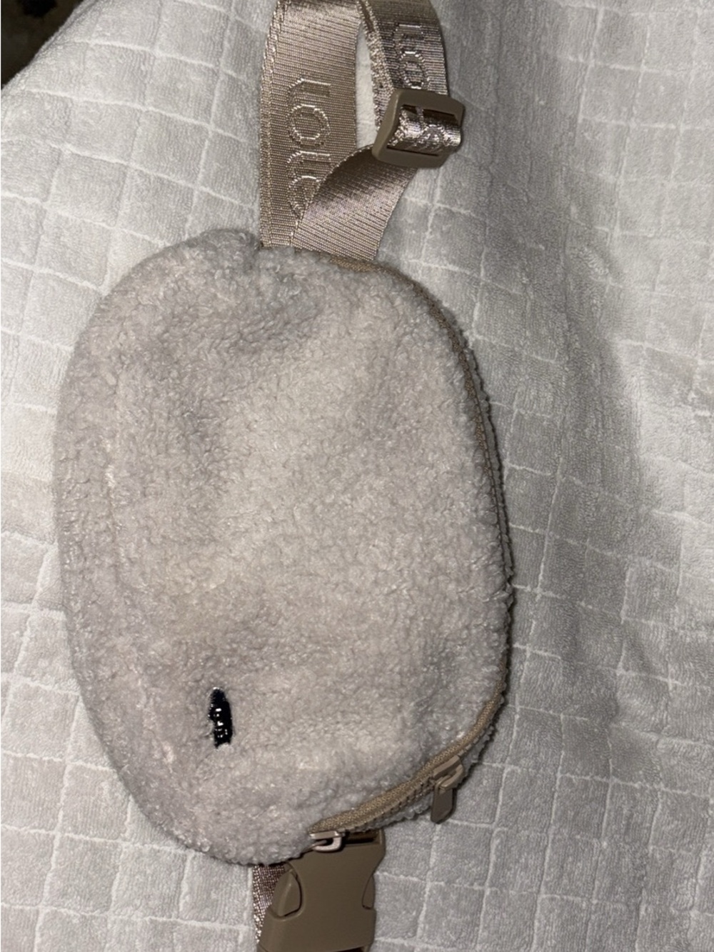 Lole Cream Shearling Crossbody Belt Bag